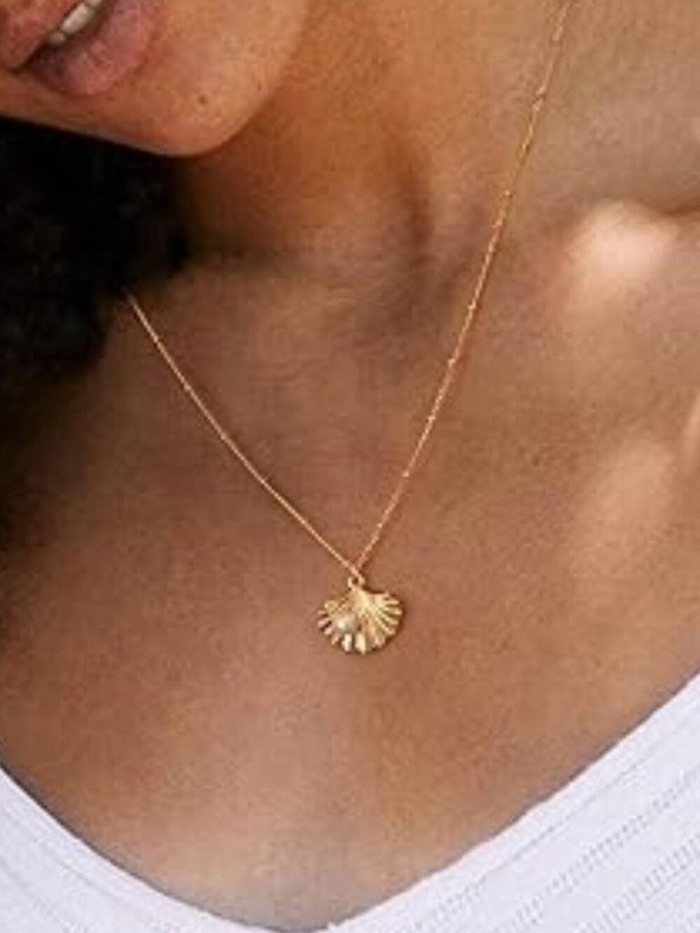 Neiman Marcus 14K Gold Plated Pearl Seashell Necklace